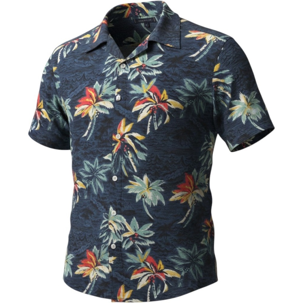 Tommy Hilfiger Men's M Button Up Short Sleeve Linen Hawaiian Tropical Shirt New